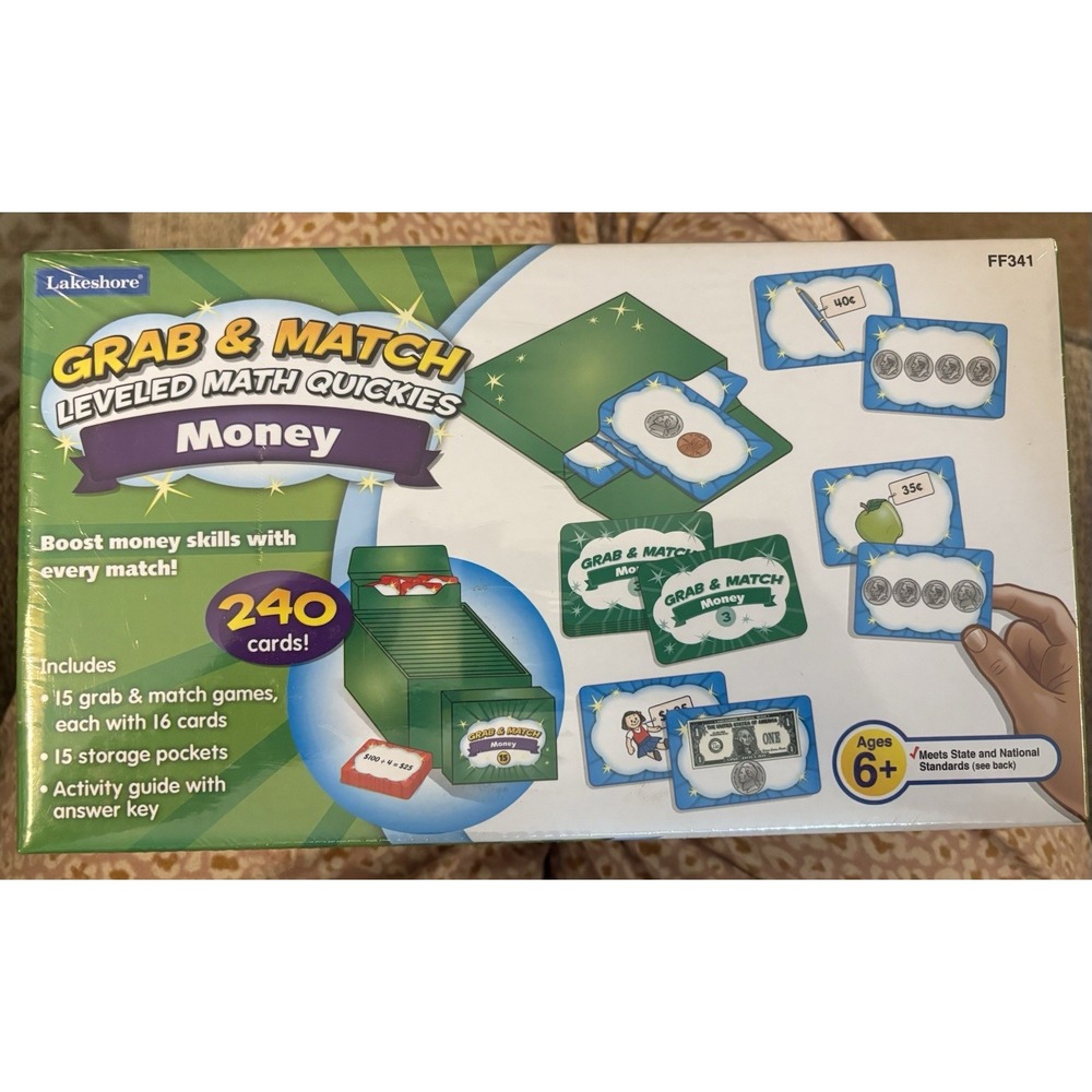 Lakeshore Grab & Match Money Leveled Math Quickies Grades 1 2 3 240 Cards Photos